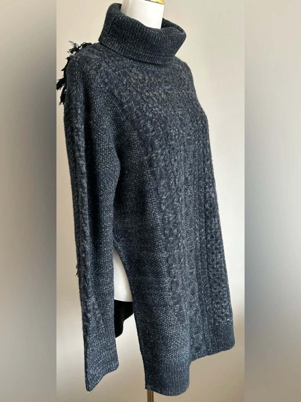 Kit and Ace 100% Cashmere/Silk Cowl Neck Charcoal Grey Pullover Sweater - Picture 6 of 12